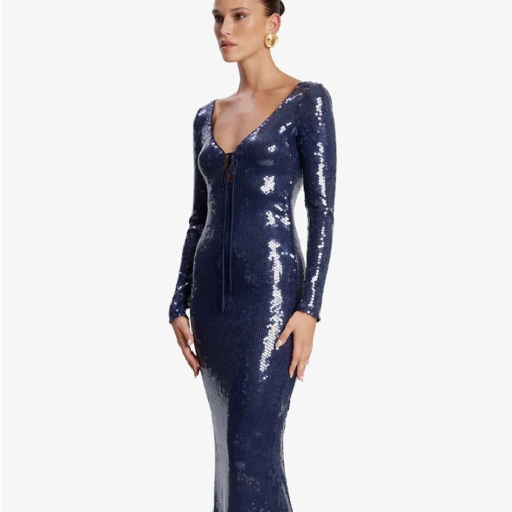 Elegant Navy Sequin Dress
